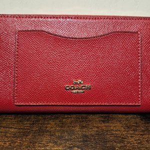 Coach Crossgrain Leather Accordion Zip Wallet in Red